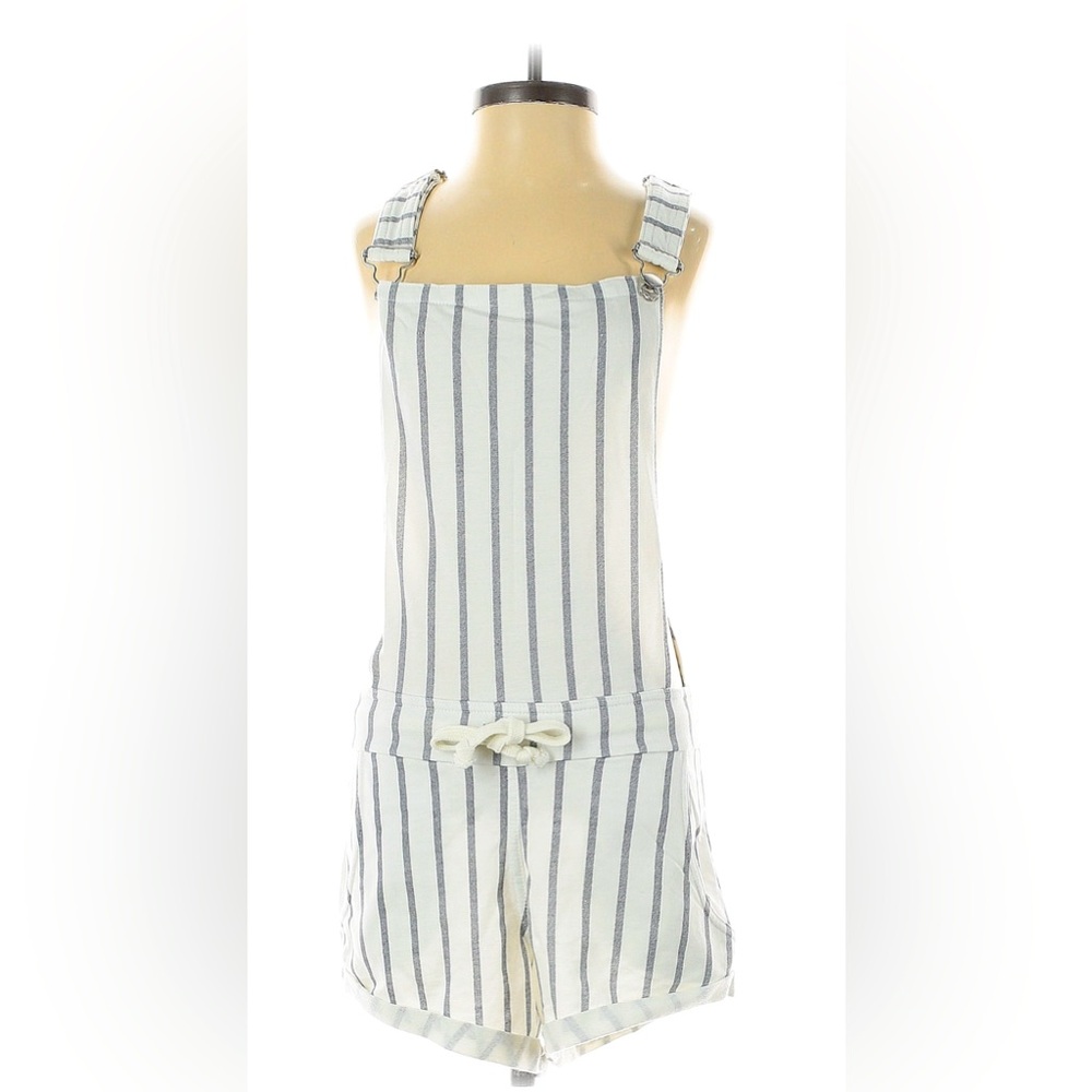 Ocean Drive Tie-Waist blue/white Striped Overall romper Shorts